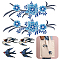 6Pcs 4 Style Swallow & Flower Computerized Embroidery Iron on/Sew on Patches, Chinese Style Appliques, Mixed Color, 46~120x72~345x1.5~3mm