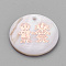 Freshwater Shell Pendants, with Iron Findings, Flat Round with Boy and Girl, Rose Gold, Seashell Color, 18x3~4mm, Hole: 1mm