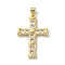Brass Micro Pave Cubic Zirconia Pendants, Cadmium Free & Nickel Free & Lead Free, Cross, Real 18K Gold Plated, 29x19x3.5mm, Hole: 4x3.5mm