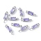 Brass Pave Cubic Zirconia Connector Charms, Rack Plating, Long-Lasting Plated, Cadmium Free & Lead Free, Platinum, Rectangle, 10x2.5x3.5mm, Hole 1: 1mm, Hole 2: 0.8mm