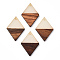 Walnut Wood & Luminous Glow in the Dark Resin Pendants, Rhombus Charms, PapayaWhip, 34x24x3.5mm, Hole: 2mm