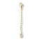 Brass Micro Pave Clear Cubic Zirconia Chain Extender, Cadmium Free & Nickel Free & Lead Free, Real 18K Gold Plated, 58mm, Heart: 6.5x4.5x3mm