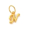 925 Sterling Silver Letter Charms with Jump Rings, Golden, Letter N, 10.5x8.5x2mm, Hole: 5mm
