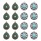 arricraft 32 Pcs Turquoise Charms, 2 Styles Vintage Alloy Enamel Pendants Mixed Color Teardrop Flat Round with Flower Gemstone Charms for Jewellery Making