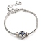 Brass Micro Pave Cubic Zirconia European Bracelets, Round, Dark Blue, 7-1/4 inch(18.4cm)