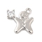 Rack Plating Brass Pave Cubic Zirconia Pendants, Long-Lasting Plated, Cadmium Free & Lead Free, Gingerbread Man, Platinum, 12.5x12x3mm, Hole: 1.2mm