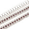 Brass Rhinestone Strass Chains, with Spool, Three Rows Rhinestone Cup Chains, Silver, Burgundy, 8.5mm, about 10yards/roll