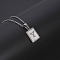 Rectangle Stainless Steel Pave Natural White Shell Pendant Necklaces, Stainless Steel Color, Letter Y, 17.72 inch(45cm)