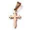 304 Stainless Steel Pendants, for Jewelry Making, Cross, Rose Gold, 19x12x1.2mm, Hole: 3.5x7mm