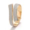 Sparkling Alloy Wrap Cuff Bangle, Chunky Wide Hinged Open Bangle for Women, Light Gold, Inner Diameter: 1-7/8x2-1/4  inch(4.7x5.8cm)  