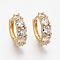 Brass Micro Pave Clear Cubic Zirconia Huggie Hoop Earrings, Long-Lasting Plated, Ring, Real 18K Gold Plated, 18x17x5mm, Pin: 1mm