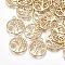 Brass Pendants, Cadmium Free & Nickel Free & Lead Free, Flat Round with Tree of Life, Real 18K Gold Plated, 18x15x1.5mm, Hole: 1.2mm