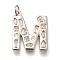 Brass Micro Pave Clear Cubic Zirconia Pendants, with Jump Ring, Lead Free and Cadmium Free, Long-Lasting Plated, Rack Plating, Letter Charms, Platinum, Letter M, 20.5x17x2.7mm, jump ring: 5x1mm, 3mm inner diameter.
