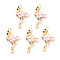 Alloy Enamel Pendants, Cadmium Free & Lead Free, Light Gold, Flamingo Shape, Pink, 29.5x16x3mm, Hole: 1.6mm