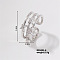 Chic Butterfly Brass Rhinestones Cuff Ring, Open Design and Shiny Style, Platinum, US Size 6(16.5mm)