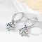 Brass Clear Cubic Zirconia Hoop Earrings, Fish, Platinum, 22x10.5x13.5mm
