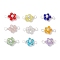 9Pcs Copper Wire Wrapped Glass & Brass Beads Connector Pendants, Flower Charms, Silver, Mixed Color, 11.5x19.5x6mm, Hole: 3mm