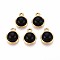 Natural Black Onyx Half Round Charms, 201 Stainless Steel Findings, Real 18K Gold Plated, Ion Plating(IP), Dyed & Heated, 13.5x10x5.5~6mm, Hole: 1.5~1.6mm