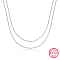 Anti-Tarnish 925 Sterling Silver Double Layer Necklaces, Cable Chains Necklaces, Platinum, 19.69 inch(50cm)