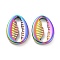 304 Stainless Steel Pendants, Shell Shape Charms, Rainbow Color, 17.5x13.5x3mm, Hole: 15x3mm