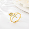 Brass Micro Pave Cubic Zirconia Finger Rings, Cadmium Free & Nickel Free & Lead Free, for Women, Letter P, US Size 3(14mm)