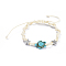 Adjustable Eco-Friendly Korean Waxed Polyester Cord Braided Bead Bracelets, with Alloy Findings and Synthetic Turquoise(Dyed) Beads, Tortoise, Creamy White, 2 inch~3-3/8 inch(5.1~8.6cm)
