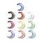 K9 Glass Cabochons, with Glitter Powder, Moon, Mixed Color, 11x9x2.5mm
