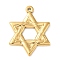 304 Stainless Steel Pendants, Star of David Charm, Real 18K Gold Plated, 34x26x3mm, Hole: 1.8mm