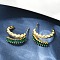 Twist Brass Micro Pave Cubic Zirconia Stud Earrings, Long-Lasting Plated, Cadmium Free & Lead Free, Rack Plating, Real 18K Gold Plated, 19.5x10.5mm