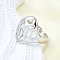 Brass Cuff Rings for Women, Cadmium Free & Lead Free, Oval, Platinum, 20.5mm, Inner Diameter: Adjustable