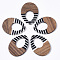 Resin & Walnut Wood Pendants, Opaque, Waxed, Teardrop, Black, 37.5x28.5x3.5mm, Hole: 2mm