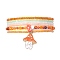 6Pcs 6 Style Glass Beaded Stretch Bracelets Set, Alloy Enamel Mushroom Charms Stackable Bracelets for Women, Mixed Color, Inner Diameter: 2-3/8 inch(5.9cm), 1Pc/style