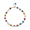 Natural Pearl & Millefiori & Brass Beaded Necklace for Women, Heart Pattern, 16.61 inch(42.2cm)