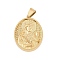 304 Stainless Steel Pendants, Oval with St Barbara Charm, Real 18K Gold Plated, 36x26x5.5mm, Hole: 8x4mm