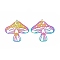 201 Stainless Steel Pendants, Etched Metal Embellishments, Mushroom Charm, Rainbow Color, 32x30x0.2mm, Hole: 1.4mm