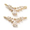 Brass Pave Clear Cubic Zirconia Pendants, Cadmium Free & Nickel Free & Lead Free, Teardrop with Wing Charms, Real 18K Gold Plated, 9x22.5x4mm, Hole: 1.2mm