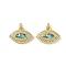 Brass Micro Pave Cubic Zirconia Pendants, Cadmium Free & Lead Free, with Synthetic Opal and Jump Ring, Evil Eye, Real 18K Gold Plated, 13x18x4.5mm, Hole: 3.5mm