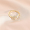 Fashionable Brass Cubic Zirconia Cuff Rings, Letter, Open Rings, Golden, Letter S, Inner Diameter: 16~19mm