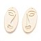 Brass Pendants, Face, Real 18K Gold Plated, 38x19.5x1mm, Hole: 1.2mm