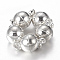 Brass Magnetic Clasps with Loops, Round, Silver Color Plated, 14x8mm, Hole: 1mm