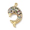 Rack Plating Brass Micro Pave Cubic Zirconia Pendants, Long-Lasting Plated, Lead Free & Cadmium Free, Dolphin Charms, Real 18K Gold Plated, 25x14x4.5mm, Hole: 1.2mm