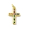 Brass Micro Pave Cubic Zirconia Pendants, Cadmium Free & Nickel Free & Lead Free, Real 18K Gold Plated, Cross Charms, Colorful, 17.5x10.5x2mm, Hole: 3mm