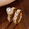 Brass Micro Pave Cubic Zirconia Finger Rings, Golden, US Size 9(18.9mm)