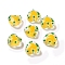 Glass Heart Beads, Hand Drawn Beads, with Enamel, Bead in Bead, Gold, 12x11.5~12.5x6.5~7mm, Hole: 0.8~1mm