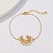 Brass Micro Pave Cubic Zirconia Link Bracelets for Women, with Imitation Pearls, Moon & Star, Real 18K Gold Plated, 6-3/4 inch(17cm)