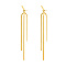 Stainless Steel Stud Earrings, Chains Tassel Earrings, Real 18K Gold Plated, 130mm