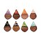Opaque Resin and Walnut Wood Pendants, Teardrop Charms, with Glitter Powder & Gold Foil, Mixed Color, 28x17.5x3~3.5mm, Hole: 1.8~2mm