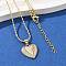 Brass Micro Pave Clear Cubic Zirconia Heart Pendant Necklaces, Golden, 16.73 inch(42.5cm)