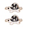 Alloy Enamel Connector Charms, Tortoise Links with Crystal Rhinestone, Light Gold, Cadmium Free & Nickel Free & Lead Free, Black, 23x12x3mm, Hole: 1.5mm