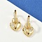 Brass Micro Pave Clear Cubic Zirconia Hoop Earrings, Heart Charms, Cadmium Free & Lead Free, Rack Plating, Long-Lasting Plated, Real 18K Gold Plated, 27x14mm